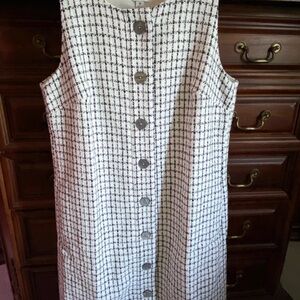 J. Crew Black and White Tweed Midi Dress